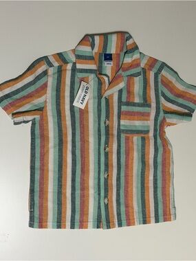 Beachy Striped Button-Up Boys’ Shirt
